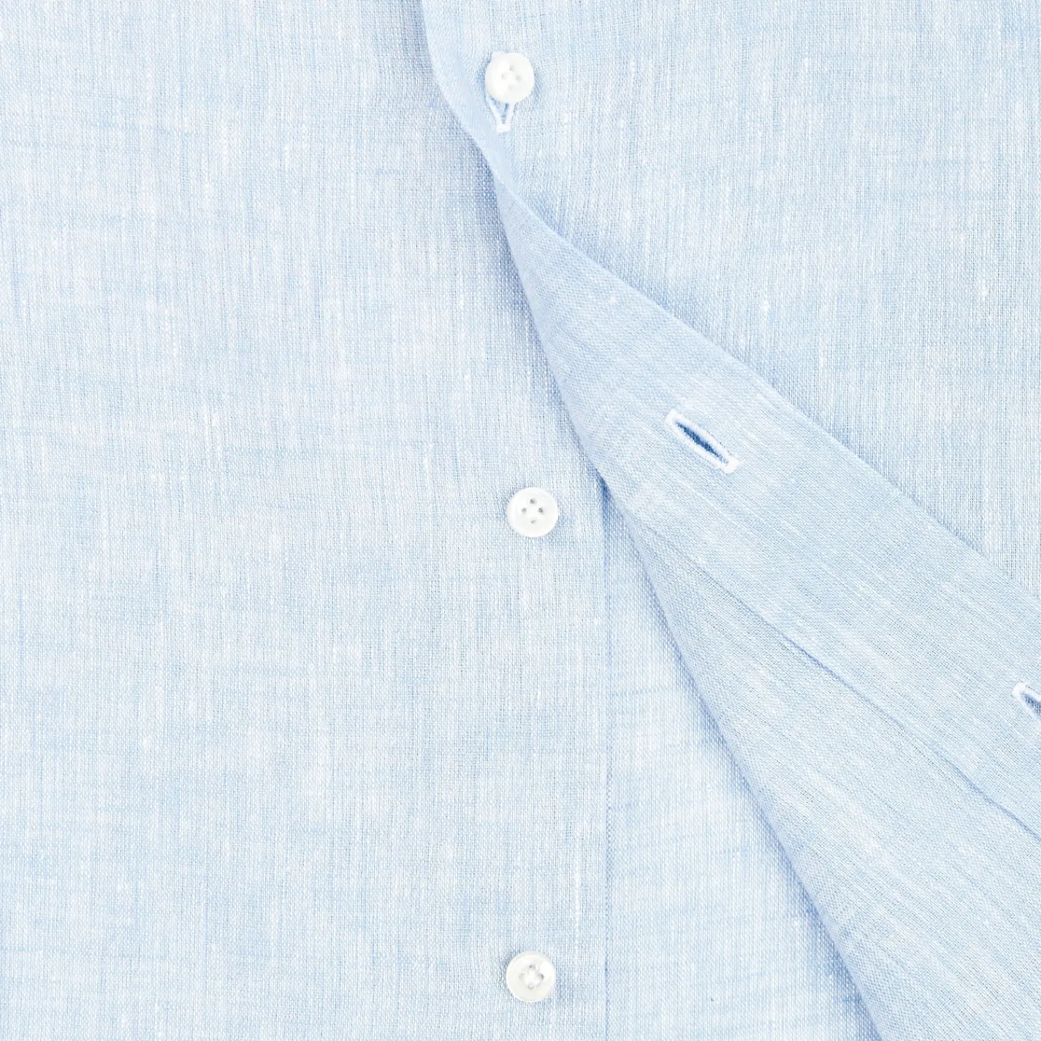 E.Marinella Camicie In Lino|CAMICIA IN LINO AZZURRA Con bottoni in madreperla