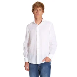 E.Marinella Camicie In Lino|CAMICIA IN LINO BIANCA Con bottoni in madreperla