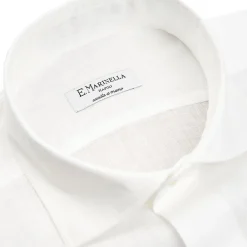 E.Marinella Camicie In Lino|CAMICIA IN LINO BIANCA Con bottoni in madreperla