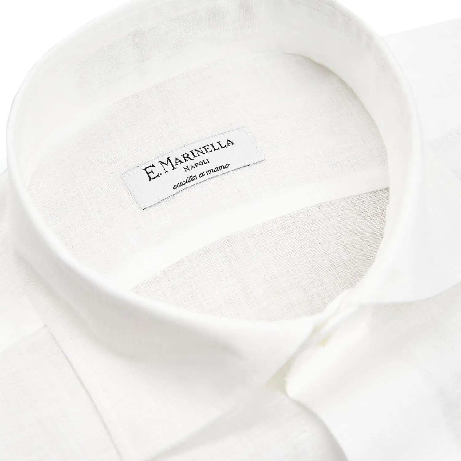 E.Marinella Camicie In Lino|CAMICIA IN LINO BIANCA Con bottoni in madreperla
