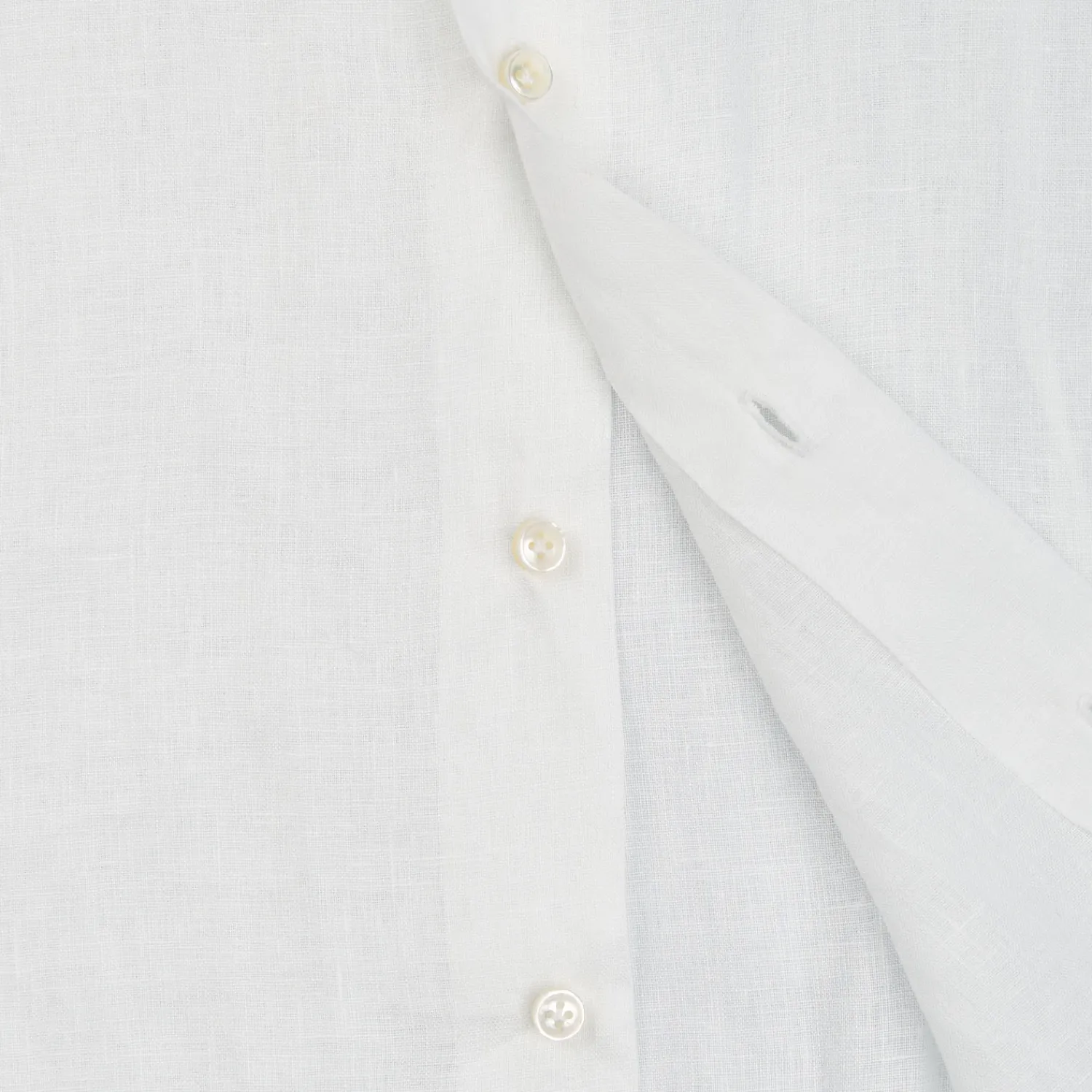 E.Marinella Camicie In Lino|CAMICIA IN LINO BIANCA Con bottoni in madreperla