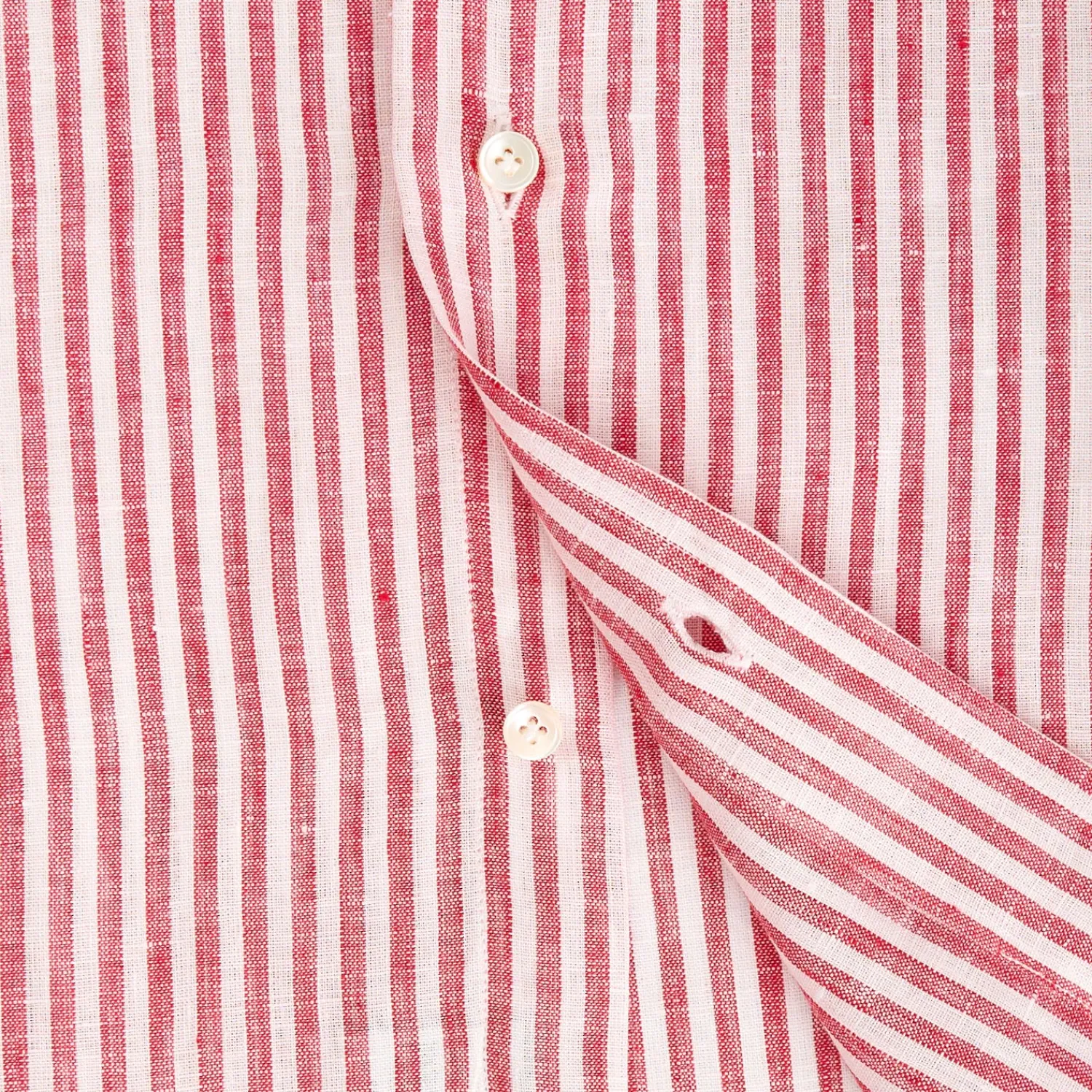 E.Marinella Camicie In Lino|CAMICIA IN LINO BIANCA E BORDEAUX Rigata