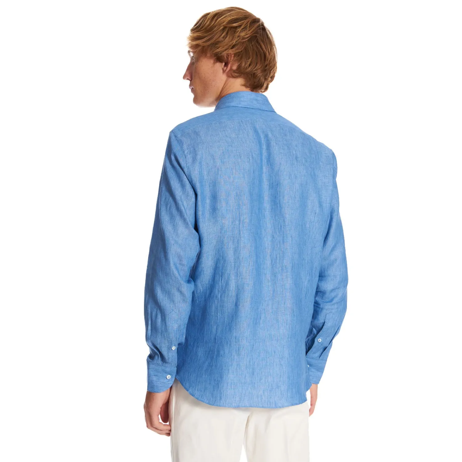 E.Marinella Camicie In Lino|CAMICIA IN LINO BLUETTE Con bottoni in madreperla