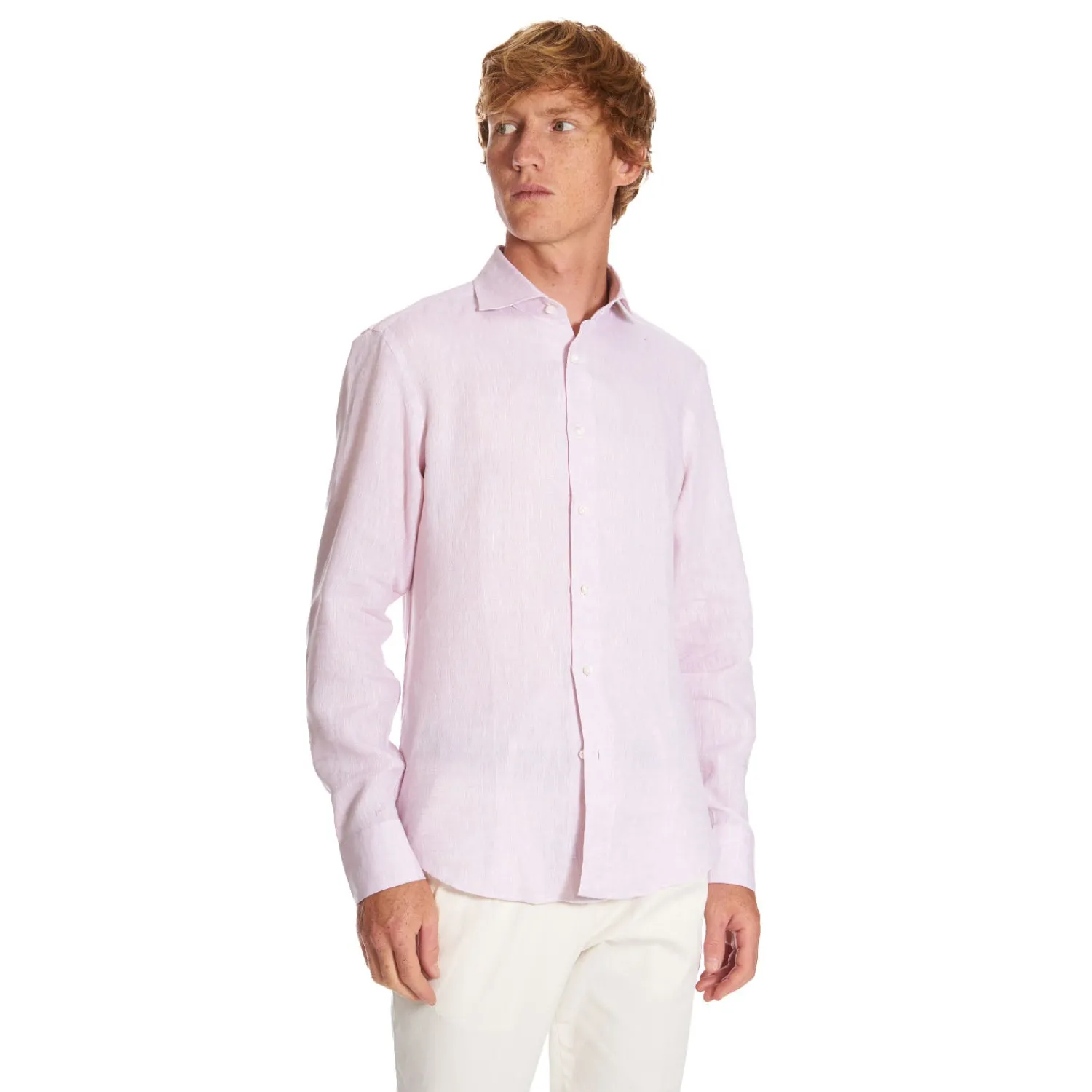 E.Marinella Camicie In Lino|CAMICIA IN LINO LILLA Con bottoni in madreperla