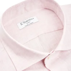 E.Marinella Camicie In Lino|CAMICIA IN LINO LILLA Con bottoni in madreperla