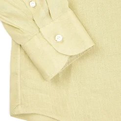 E.Marinella Camicie In Lino|CAMICIA IN LINO VERDE CHIARO Con bottoni in madreperla