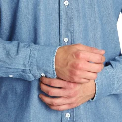 E.Marinella Camicie In Cotone|CAMICIA JEANS DELAVE Blu chiaro