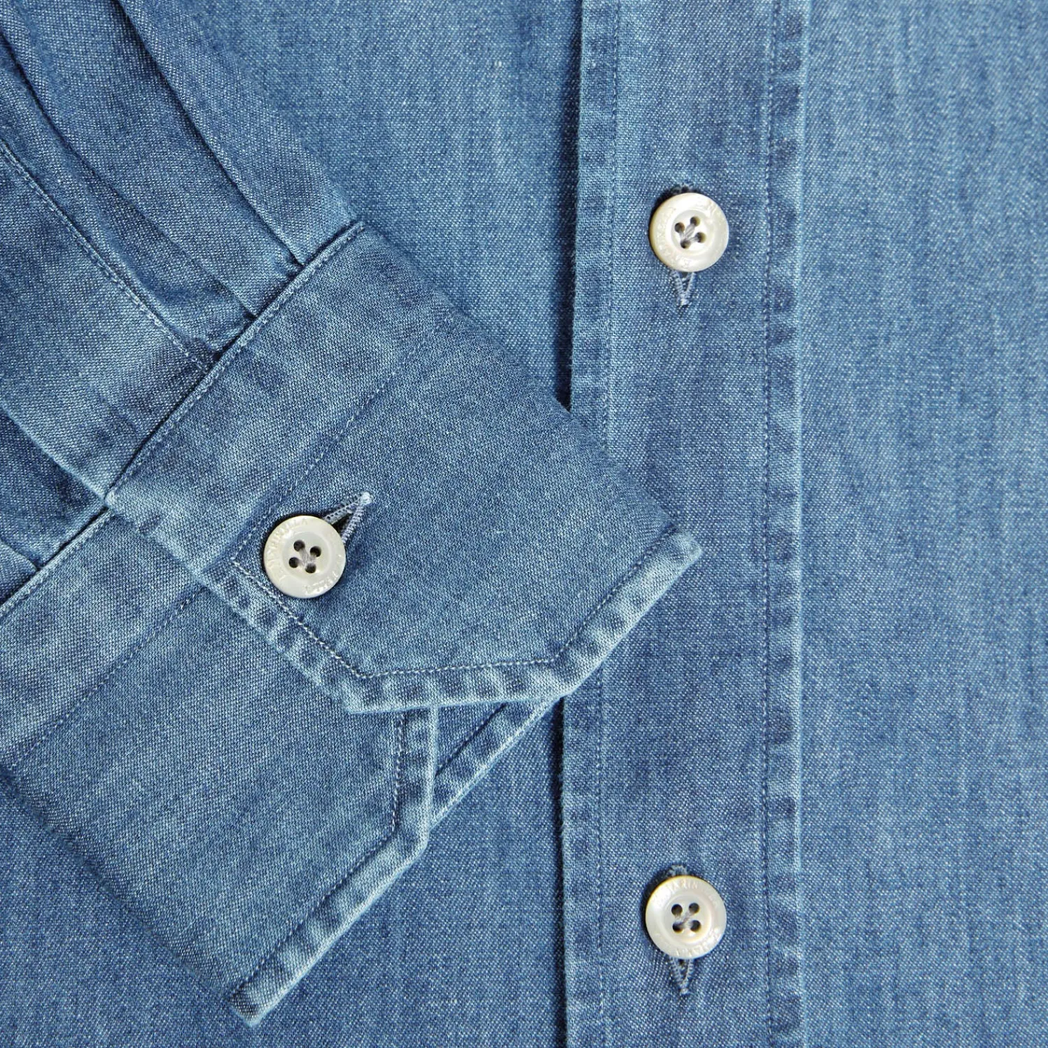 E.Marinella Camicie In Cotone|CAMICIA JEANS DELAVE Blu chiaro
