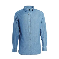 E.Marinella Camicie In Cotone|CAMICIA JEANS DELAVE Blu chiaro