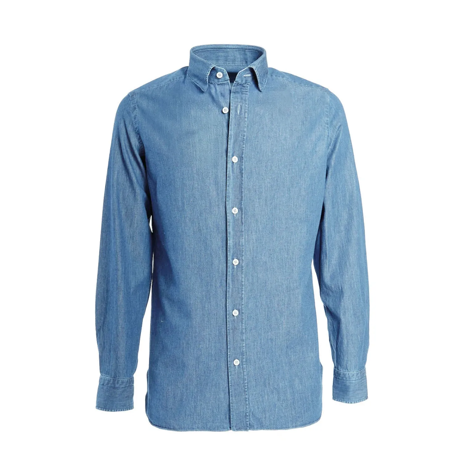 E.Marinella Camicie In Cotone|CAMICIA JEANS DELAVE Blu chiaro