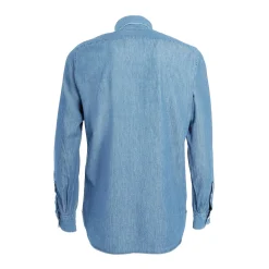 E.Marinella Camicie In Cotone|CAMICIA JEANS DELAVE Blu chiaro