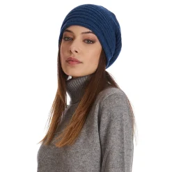 E.Marinella Cappelli|CAPPELLO BASCO A RIGHE BLU In cashmere