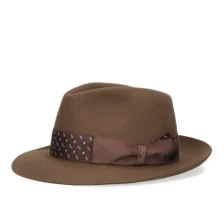 E.Marinella Cappelli|CAPPELLO MODELLO EUGENIO IN FELTRO MARRONE Con dettagli in seta marrone