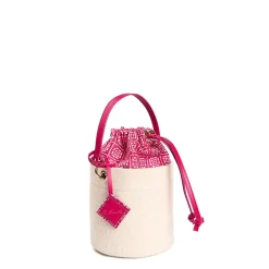 E.Marinella Mini Bag|CESTINO IN SETA E CANVAS FUCSIA Archivio inspiration 1982