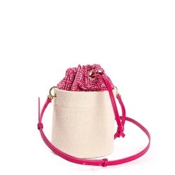 E.Marinella Mini Bag|CESTINO IN SETA E CANVAS FUCSIA Archivio inspiration 1982
