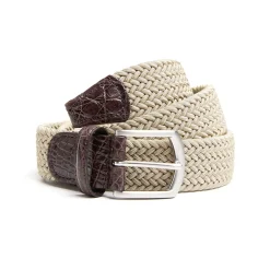 E.Marinella Cinture|CINTURA ELASTICA BEIGE Con finiture in coccodrillo