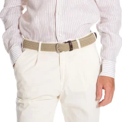 E.Marinella Cinture|CINTURA ELASTICA BEIGE Con finiture in coccodrillo