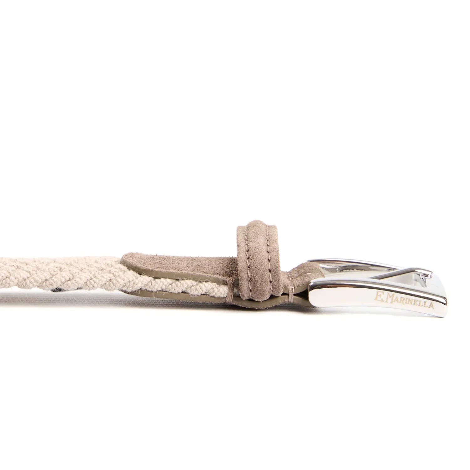 E.Marinella Cinture|CINTURA INTRECCIATA IN LANA BEIGE Con finiture in camoscio