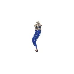 E.Marinella Cornetti Portafortuna|CORNETTO BLU In seta e argento