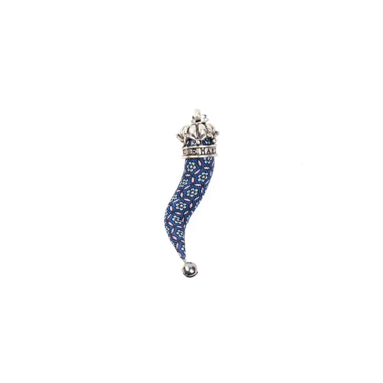 E.Marinella Cornetti Portafortuna|CORNETTO BLU In seta e argento