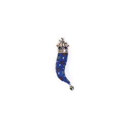 E.Marinella Cornetti Portafortuna|CORNETTO BLU In seta e argento