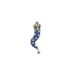 E.Marinella Cornetti Portafortuna|CORNETTO BLU In seta e argento