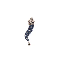 E.Marinella Cornetti Portafortuna|CORNETTO BLU SCURO In seta e argento