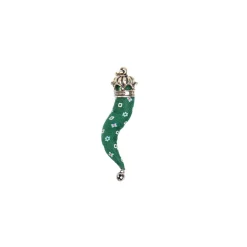 E.Marinella Cornetti Portafortuna|CORNETTO IN SETA VERDE CHIARO In seta e argento