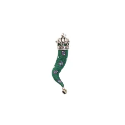 E.Marinella Cornetti Portafortuna|CORNETTO IN SETA VERDE SCURO In seta e argento