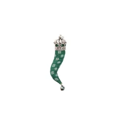 E.Marinella Cornetti Portafortuna|CORNETTO IN SETA VERDE SCURO In seta e argento