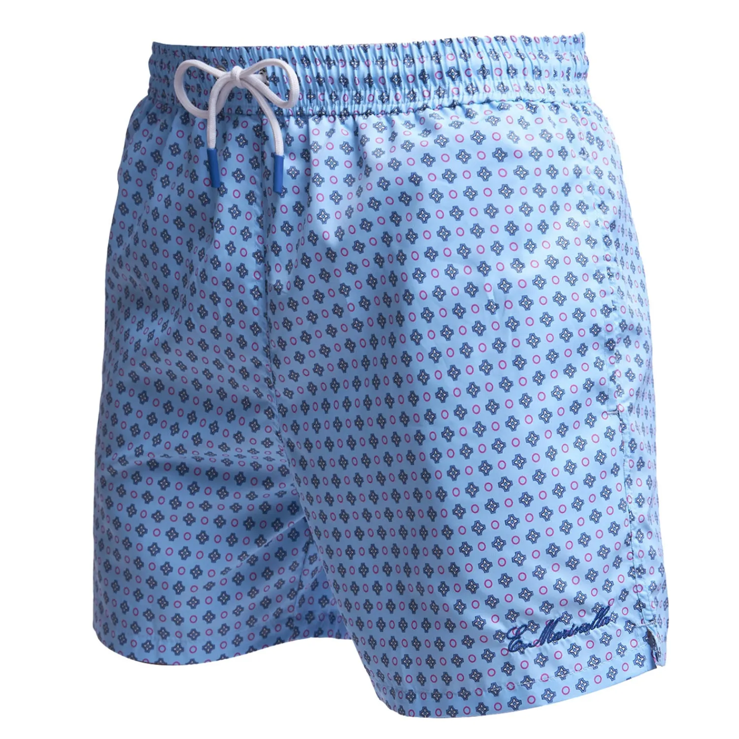 E.Marinella Costumi Da Uomo|COSTUME DA BAGNO AZZURRO Microfantasia fiore