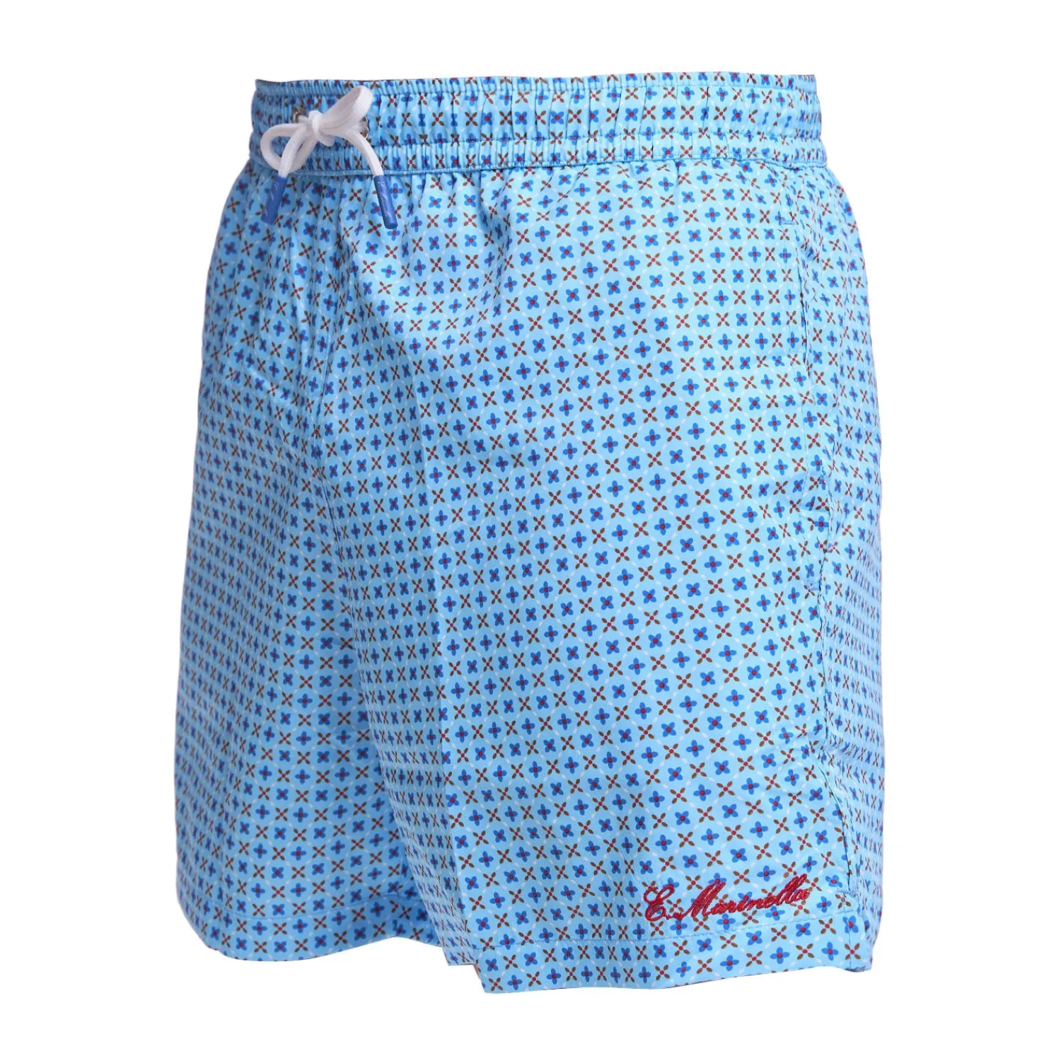 E.Marinella Costumi Da Uomo|COSTUME DA BAGNO AZZURRO Microfantasia fiore