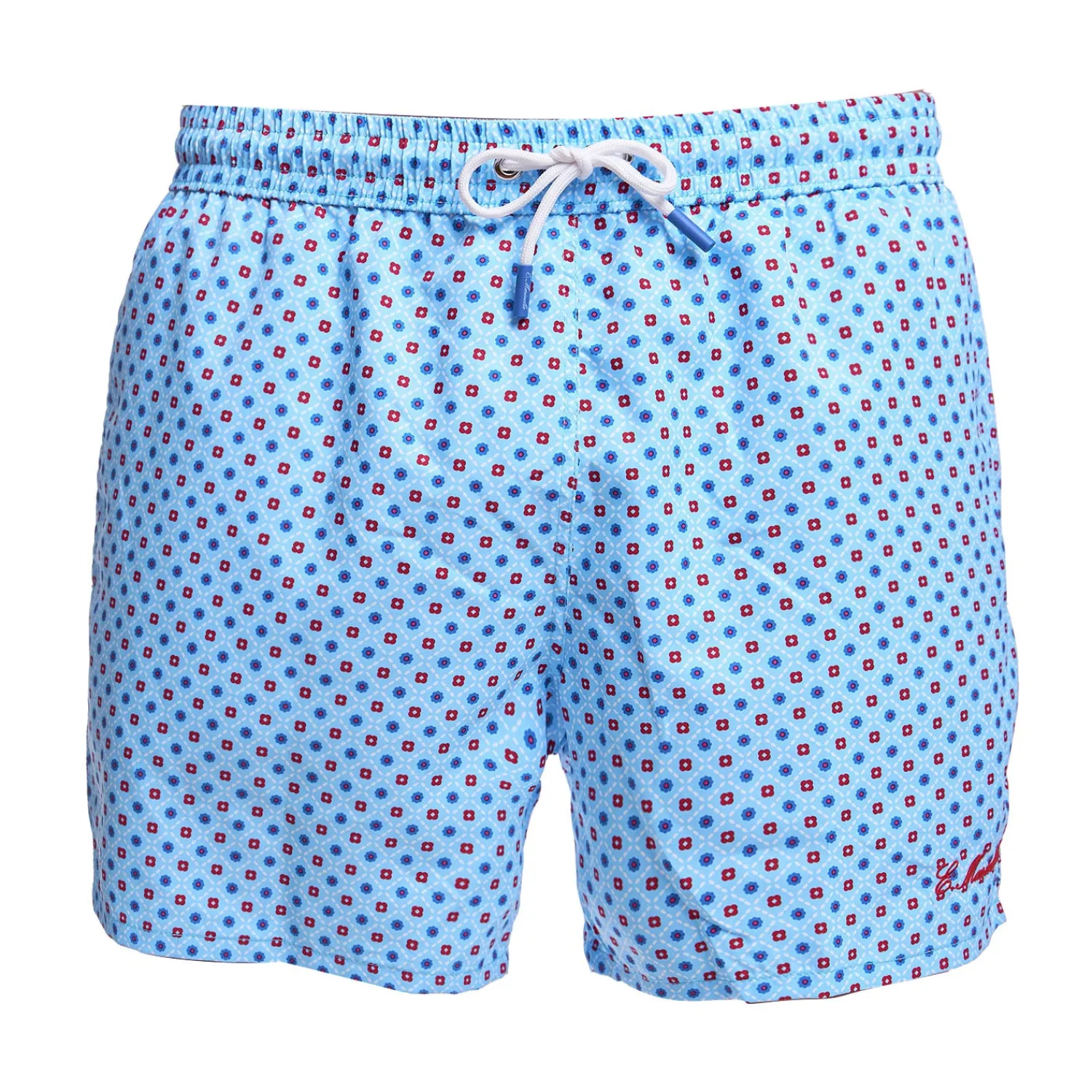 E.Marinella Costumi Da Uomo|COSTUME DA BAGNO AZZURRO Microfantasia fiore