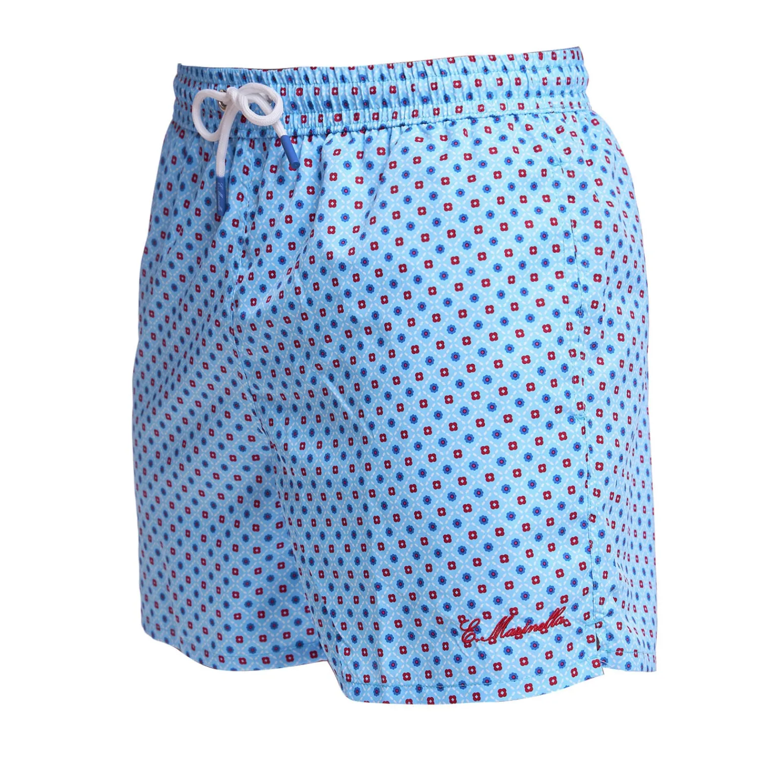 E.Marinella Costumi Da Uomo|COSTUME DA BAGNO AZZURRO Microfantasia fiore
