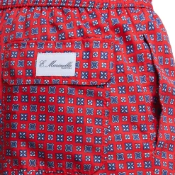 E.Marinella Costumi Da Uomo|COSTUME DA BAGNO ROSSO Macrofantasia fiore