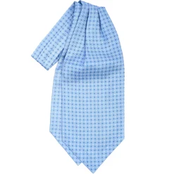E.Marinella Ascot|CRAVATTA ASCOT IN SETA AZZURRA Microfantasia fiore