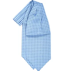 E.Marinella Ascot|CRAVATTA ASCOT IN SETA AZZURRA Microfantasia fiore