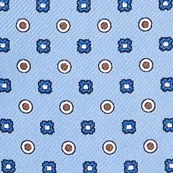 E.Marinella Ascot|CRAVATTA ASCOT IN SETA AZZURRA Microfantasia fiore