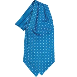 E.Marinella Ascot|CRAVATTA ASCOT IN SETA BLU MEDIO Microfantasia fiore