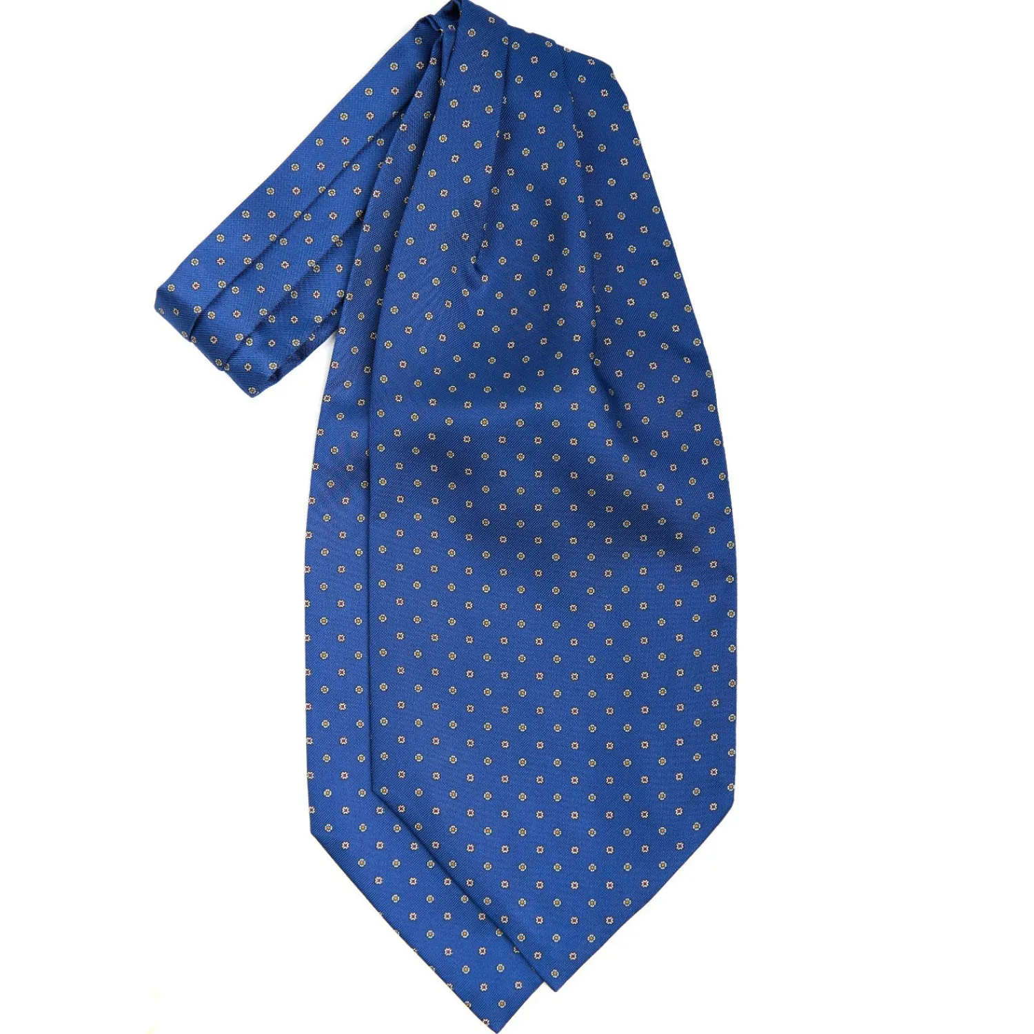E.Marinella Ascot|CRAVATTA ASCOT IN SETA BLU Microfantasia fiore