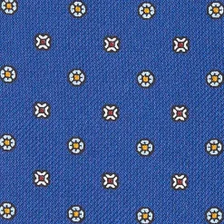 E.Marinella Ascot|CRAVATTA ASCOT IN SETA BLU Microfantasia fiore