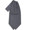 E.Marinella Ascot|CRAVATTA ASCOT IN SETA BLU SCURO Microfantasia fiore
