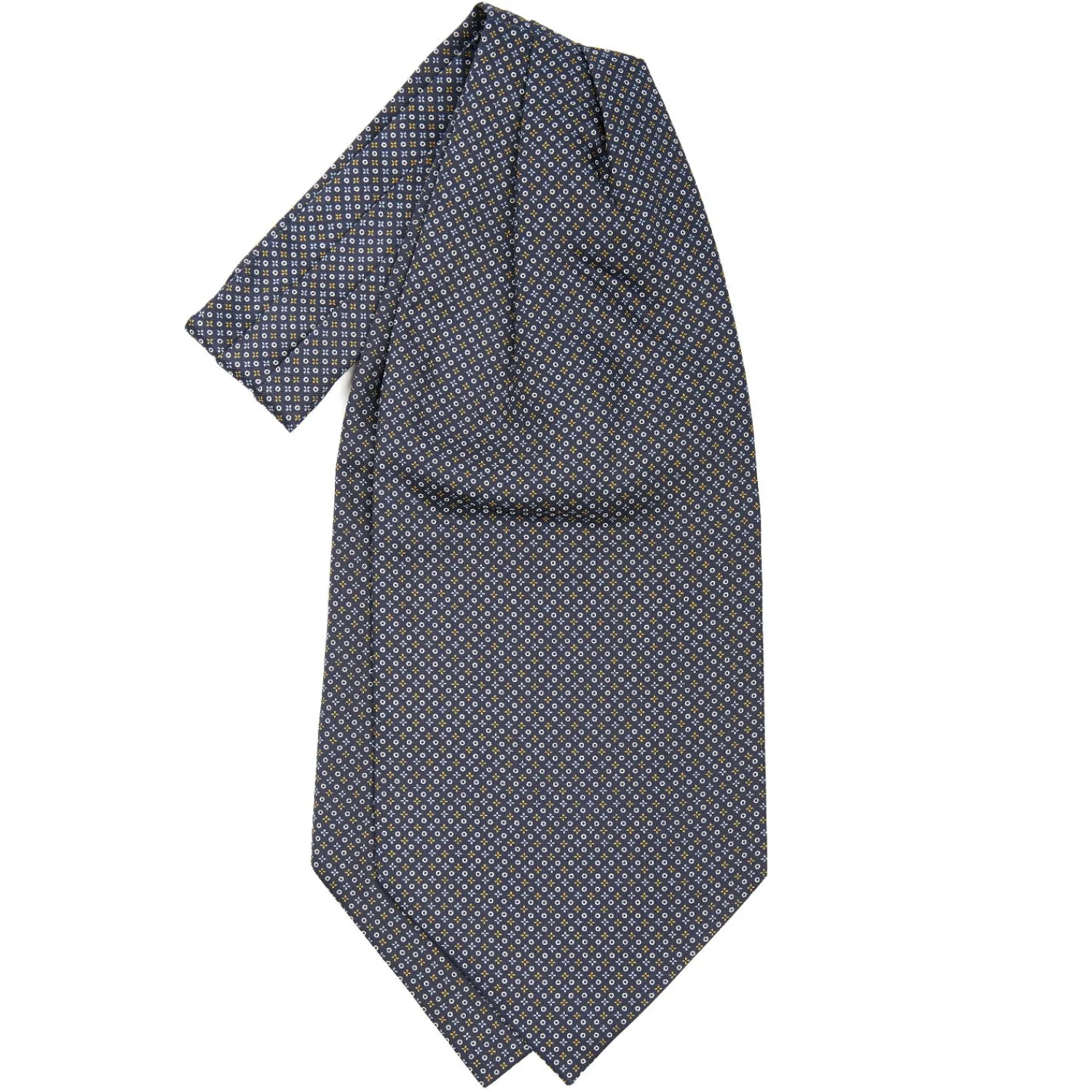 E.Marinella Ascot|CRAVATTA ASCOT IN SETA BLU SCURO Microfantasia fiore