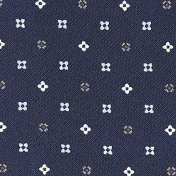 E.Marinella Ascot|CRAVATTA ASCOT IN SETA BLU SCURO Microfantasia fiore