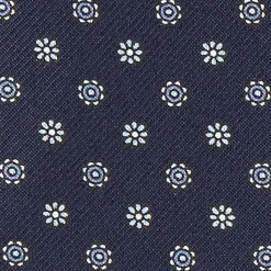 E.Marinella Ascot|CRAVATTA ASCOT IN SETA BLU SCURO Microfantasia fiore