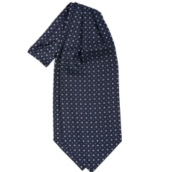 E.Marinella Ascot|CRAVATTA ASCOT IN SETA BLU SCURO Microfantasia fiore