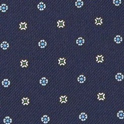 E.Marinella Ascot|CRAVATTA ASCOT IN SETA BLU SCURO Microfantasia fiore