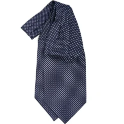 E.Marinella Ascot|CRAVATTA ASCOT IN SETA BLU SCURO Microfantasia fiore