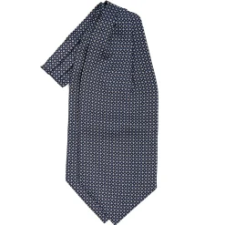 E.Marinella Ascot|CRAVATTA ASCOT IN SETA BLU SCURO Microfantasia fiore