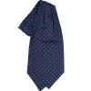 E.Marinella Ascot|CRAVATTA ASCOT IN SETA BLU SCURO Microfantasia fiore